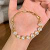 Pulsera de Perlas Doradas Irregulares de Diseño Nicho para Mujer, Personalidad Retro, Simple y Versátil, Joyería de Mano de Moda