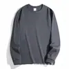 Camiseta Japan 270g peso pesado masculina e feminina manga longa algodão solta três agulhas cor sólida original camisa básica branca para outono e inverno