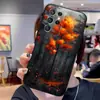 Adecuado para funda de teléfono Samsung S25Ultra, cubierta protectora A57, S24 árboles del bosque TPU hoja de arce, S26PLUS hojas caídas