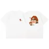 Camiseta Informal Sencilla Estampada de Manga Corta Estilo Japonés para Mujer, Básica de Verano para el Uso Diario, Camiseta Blanca de Algodón Puro para Estudiantes