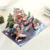 Tarjeta de Saludo Estéreo Navideña, Árbol de Navidad Colorido, Talla de Papel Hecha a Mano Creativa, Mensaje de Bendición de Gratitud, Tarjeta con Sobre al por Mayor