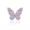 Aretes de acero de titanio con bola retorcida estilo coreano y mariposa micro pavimentada con circonita, multicolor, puño de oreja de nudo de mariposa, broquel para lóbulo