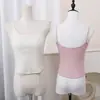 Camisola Casual de Moda para Mujer con Cuello en U de Algodón, Cómoda y Transpirable con Copas Fijas, Color Sólido, Hermoso Diseño de Espalda Camiseta sin Mangas