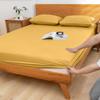 Capa de Cama Cor Sólida Conjunto de Três Peças Algodão Lavado Capa Protetora de Colchão Cobertura Total à Prova de Poeira Lençol de Cama para Dormitório Estudantil Capa de Cama Amiga da Pele
