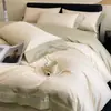 Juego de Cuatro Piezas de Algodón de Fibra Larga Lujo Ligero Juego de Algodón Puro Ropa de Cama Universal para Todas las Estaciones Completamente de Algodón Borde Ancho Funda Nórdica de Nuevo Estilo Sábana Plana Sábana Ajustable
