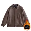 Nueva chaqueta de cuero sintético de moda para hombre, estilo coreano, elegante, con cuello de solapa, cremallera diagonal, corte ajustado, adecuada para montar y uso en motocicleta