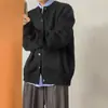 Suéter Cárdigan de Punto Mezcla de Lana Lin Wannan Otoño e Invierno Unisex Cuello Redondo Peso Pesado Estilo Perezoso Chaqueta Suéter Cálida