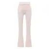 Pantalones de pierna ancha fluidos ajustados a la cadera con empalme de encaje en forma de V para mujer, Pantalones largos casuales elásticos de cintura alta para adelgazar, Verano