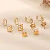 Transfronterizo Aliexpress Nuevo Estilo Europeo y Americano Personalizado Forma de Serpiente Dorada Conjunto Combinado de 5 Pares Clips para Oreja Sin Perforación Venta al por Mayor