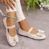 Comércio Exterior Transfronteiriço Plus Size Doce Estilo Menina Borboleta Sapatos de Salto Único Feminino Bico Arredondado Salto Grosso Baixo Mary Janes Sapatos Casuais