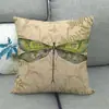 Cojín de Sofá Casual para el Hogar de Lino con Mariposa y Libélula Vintage Funda de Almohada Cómoda 1117