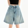 Jóvenes Naranja# Jeans Sueltos de Cinco Colores de Gama Alta de Pierna Ancha para Mujer Cintura Alta Adelgazantes Casuales Combinan con Todo Pantalones Rectos Cinco Puntos