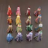 Borlas de fio de algodão com céu estrelado tingido em degradê, pingentes coloridos de fio de algodão feitos à mão, acessórios para Hanfu, decorações para pendurar em carro e bolsa
