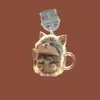 Taza de Té de Vidrio Transfronteriza 2D Temática de Gato Popular Decoración de Teléfono Acrílica Tipo Colgante Tapón de Polvo Tipo-C