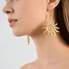 Nuevo conjunto de collar, aretes y anillo sol bohemio transfronterizo para mujer, con un diseño de lujo ligero, nicho y alta gama