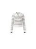 Camiseta tipo polo a rayas con bloques de color estilo Miu para mujer, adelgazante, para usar en capas, top con solapa, otoño