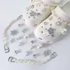 Charms para sapato Croc DIY corrente de pulseira de flor de pérola tridimensional flor de sapato estilo balé removível acessório de sapato decoração