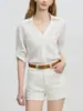 Camisa de lino de manga corta para mujer, estilo francés minimalista, vibra de 'old money', nueva de verano 2026, versátil, casual, para el trabajo