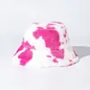 Sombrero de Pescador de Felpa con Estampado de Vaca Estiloso Estilo Japonés para Mujer K-Style Ins Popular Mismo Estilo Otoño e Invierno Versátil Moderno Sombrero de Cubo