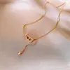 Colar de pérolas fritillary Ji sereia galvanizada a ouro real, corrente de clavícula simples francesa, colar retrô elegante e personalizado