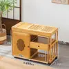 Gabinete de Té Giratorio Móvil Mesa de Té Mesa de Té para el Hogar Balcón de Apartamento Pequeño Mesa de Café Mesa Integrada con Tetera Eléctrica Juego de Mesa y Sillas