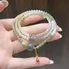 Pulsera de Jade Hetian Natural para Mujer, Pulsera de Múltiples Capas Degradadas, Pulsera Multi-Gema de Jade Hetian Transparente como el Hielo