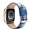 Nueva correa de cuero genuino a cuadros en stock, correa de lana de cuero genuino para reloj inteligente Apple iWatch.