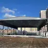 Grande Toldo Elétrico para Fábrica e Armazém, Abrigo Móvel contra Chuva com Trilho Automático Teto Deslizante Retrátil