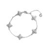 Pulsera Flor de Cinco Pétalos con Mortero de Diamante para Mujer, Completamente Incrustada con Diamantes, Chapada en Oro de 24 Quilates, Pulsera de Cadena Estilo Chino de Lujo Popular Venta al por Mayor