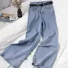 Jeans Vintage Feminino Verão Fino Tubo Reto Solto 2024 Novo Estilo Cintura Alta Pequena Perna Larga Baggy Calça Longa