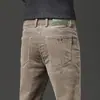 Pantalones Casuales de Pana Ligeros para Hombre de Otoño e Invierno Tubo Recto Microelásticos Juventud Negocios Engrosados Casuales Cálidos Casuales