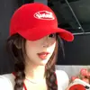 Gorra de Béisbol Bordada con Letras Rojas para Mujer, Estilo Coreano, Circunferencia de Cabeza Grande, Sensación de Alta Gama, Visera Ancha, Gorra Suave de Béisbol para Uso Diario