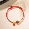 2026 Novo Modelo Pulseira de Fio Vermelho do Zodíaco Cinábrio para o Ano do Cavalo, Areia Vermelha, Pulseira de Areia Dourada Roxa para Homens e Mulheres com Jade Natural de Campo