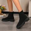 Botas Calcetín Tejido Elástico de Vuelo para Mujer Otoño e Invierno 2024 Nuevo Estilo Coreano Moda Botas Martin Versátiles Plataforma Casual Botines