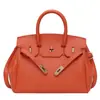 Bolsa Grande Estilo Coreano Transfronteriza Bolso Portátil de Piel Granulada Moda Nueva 2025 Bolso Kelly con Pañuelo de Seda Bolso Cruzado para Mujer Bolso de Hombro