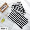 Pantalones anchos de seda de hielo para mujer, de verano, finos, de cintura alta, con rayas verticales en blanco y negro, informales, sueltos y rectos.