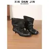 Botas de Ballet de Tacón Alto Otoño/Invierno Apiladas 2026 Nuevo Estilo Coreano con Cordones para Pantorrilla Ancha Botas Retro Plisadas de Suela Plana de Media Pantorrilla