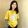 Camiseta de manga larga de dos piezas de imitación para niñas 2026 primavera/otoño elegante camiseta básica de algodón puro para niños mayores