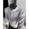 Venta Directa de Fábrica Sudadera con Cuello Henry Hombro Normal para Hombre Otoño Diseño de Retazos Desconstruidos Americanos Camiseta de Manga Larga Capa Base