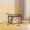 Contenedor de almacenamiento transparente para muñecas, caja de almacenamiento de tela para juguetes de peluche, organizador a prueba de polvo para juguetes y muñecas de niños
