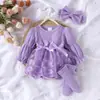 Roupas infantis infantis coreanas transfronteiriças outono waffle manga lanterna malha hayi abertura pé meias chapéu