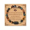 Pulseiras de Pedra Natural do Zodíaco com 12 Signos, Embaladas em Cartão, Design Único, Pedras Guardiãs do Zodíaco, Pulseiras de Aniversário, Fornecimento Transfronteiriço da Moda