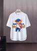 Camiseta de manga curta masculina Moda Marca Verão Manga Solta de Cinco Pontos 2024 Nova Internet Trendy Ins Simples Top Impresso
