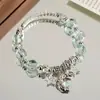Pulseira de Resina com Contas Estilo Ins para Mulheres, Pulseira Elástica de Alto Padrão com Pingente de Lua, Joia de Mão Popular Transfronteiriça