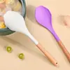 Utensilios de Cocina de Silicona de Grado Alimenticio con Mango de Madera Transfronterizos con Resistencia a Altas Temperaturas, Olla Antiadherente, Cuchara para Sopa y Colador, Ventas Directas de Fábrica y Personalizables