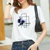 Camiseta Feminina de Manga Curta de Algodão Puro Design de Verão Nicho Roupa de Verão Estilo Coreano Tamanho Grande Modelagem Solta Emagrecedora Versátil Top de Moda