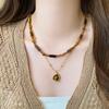 Collar Retro de Ojo de Tigre con Perlas para Mujer, Nuevo Modelo 2026, Cadena para Clavícula con un Toque de Lujo y Sofisticación