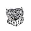 Collar Largo con Borla de Elefante Doble Auspicioso de Plata de 99 Pies para Mujer Estilo Étnico Retro Moneda de Amor Doble Anillo Hueco