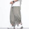 Calças Casuais Xadrez Estilo Japonês 2025 para Homens, Estilo Chinês de Verão, Calças Cropped Plus Size, Calças Lanternas Largas Soltas para Homens
