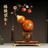Adorno de Esmalte de Alta Gama de Color Caqui y Calabaza con Base Alta, Nueva Decoración de Sala de Estar Estilo Chino, Regalo de Inauguración